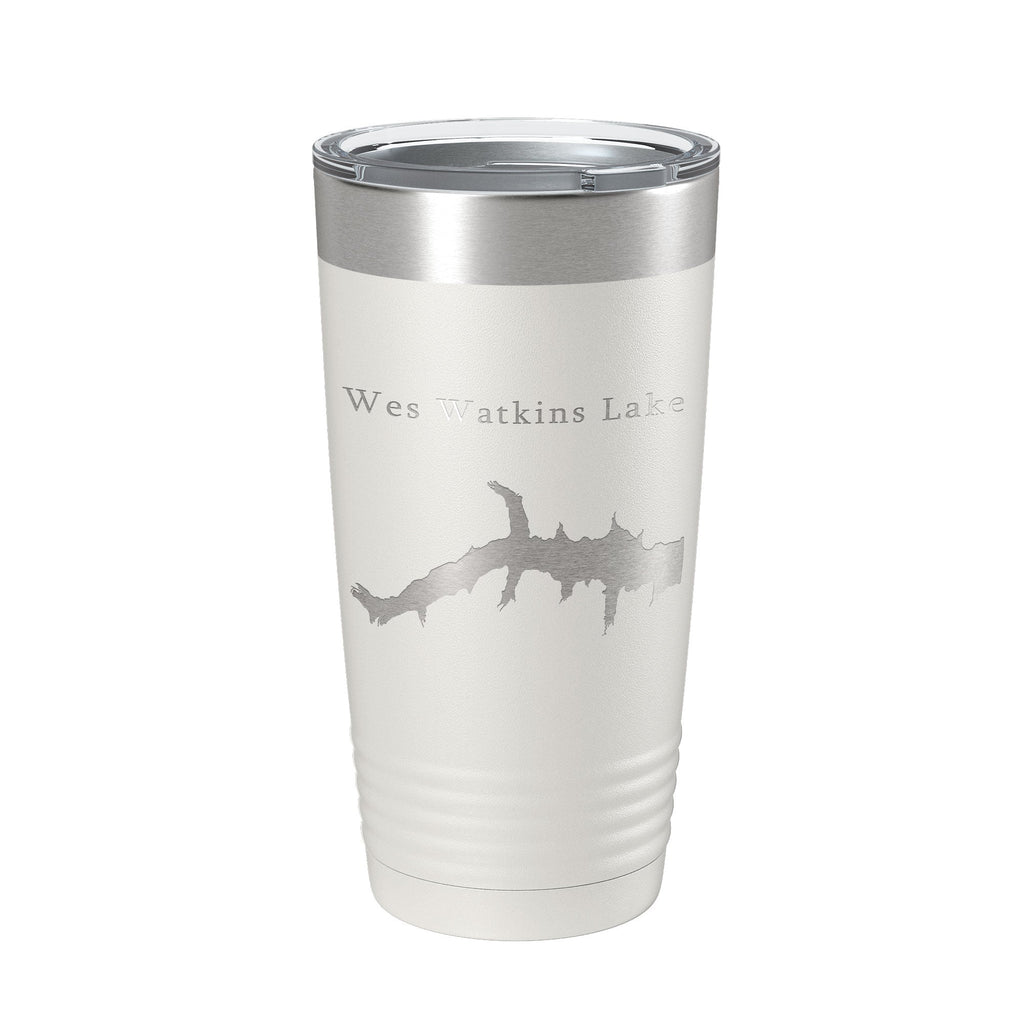 Wes Watkins Lake Map Tumbler Travel Mug Insulated Laser Engraved Coffee Cup Oklahoma 20 oz