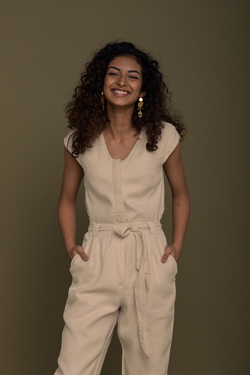 Evening Chai Jumpsuit in Neutral Beige