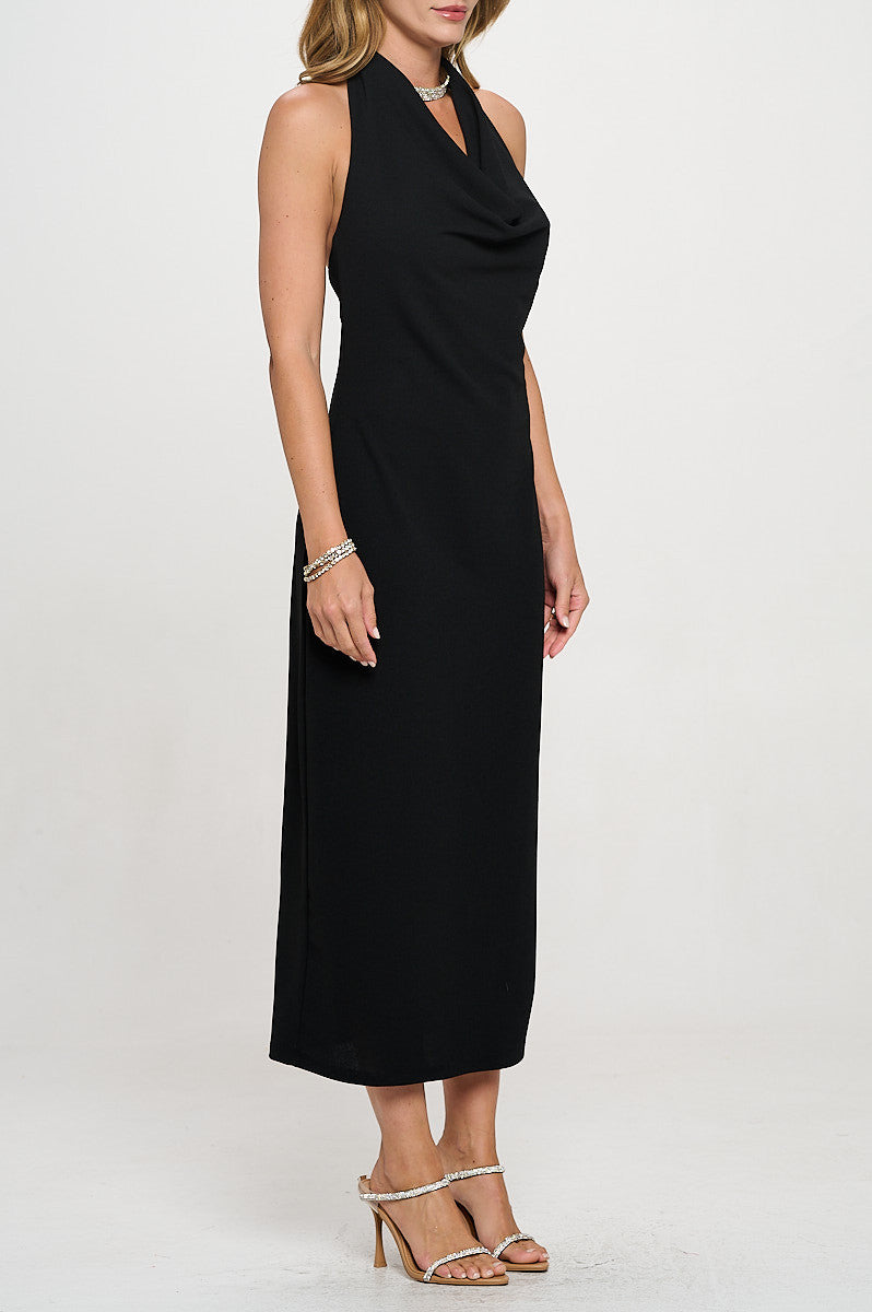 Cowl neck Open Back Bodycon Dress