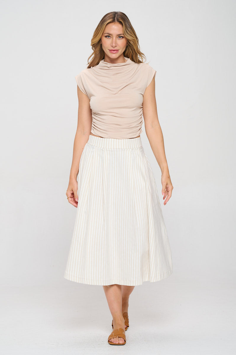 Mock neck Short Sleeve Ruched Crop Top